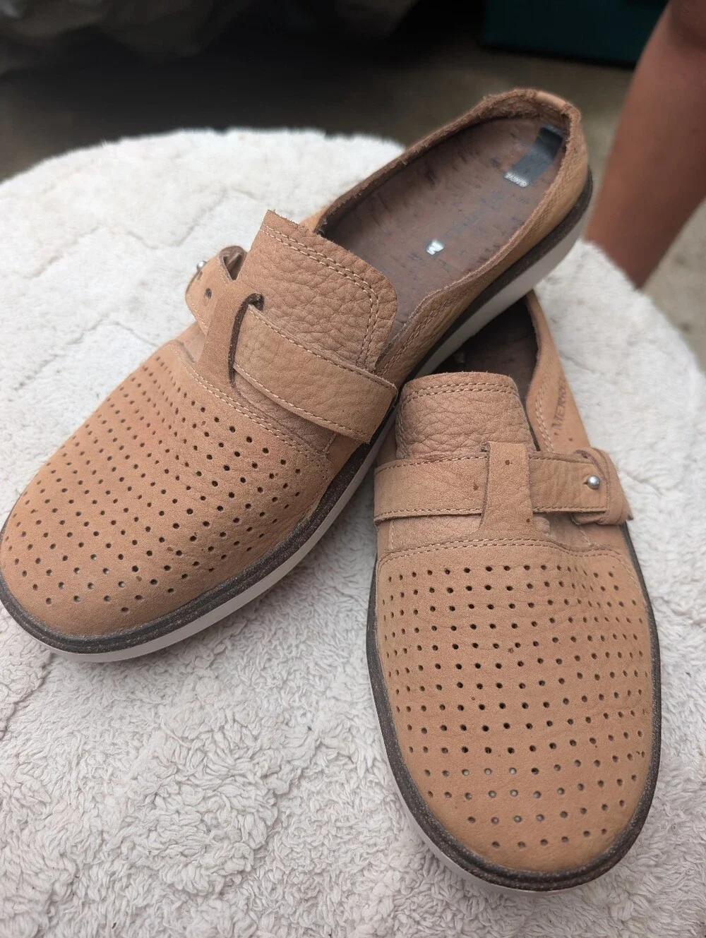 Men's Merrell Casual Perforated Leather Loafers - Tan Size 10.5